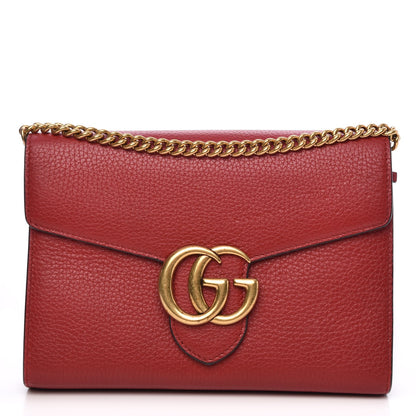 Gucci Calfskin GG Marmont Chain Wallet Vulcanic Red 1 of 8