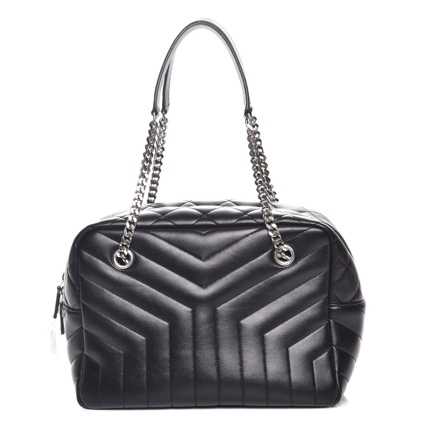 Calfskin Y Quilted Monogram Medium Loulou Bowling Bag Black