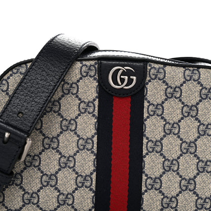Gucci GG Supreme Monogram Textured Dollar Calfskin Web Small Ophidia Camera Bag Beige Blue 8 of 13