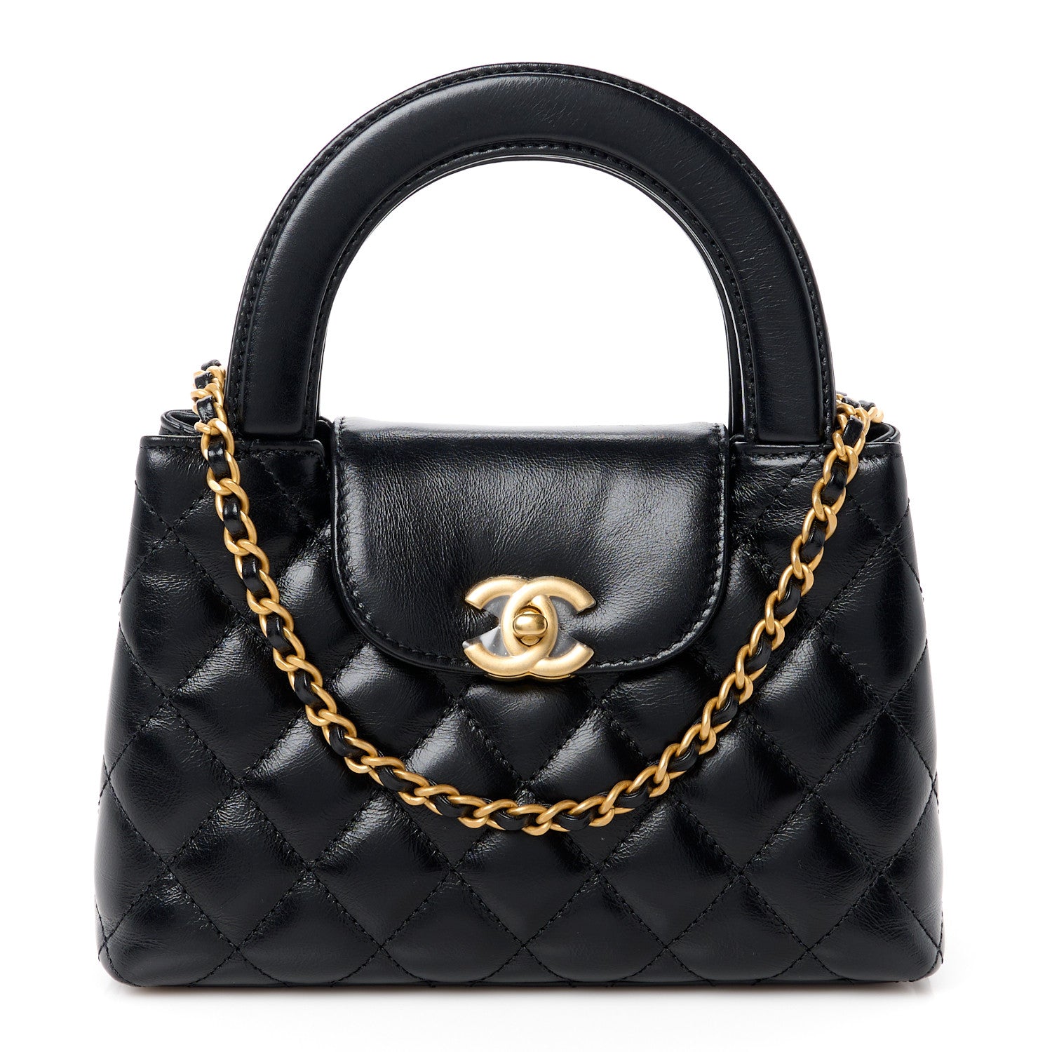 Chanel Shiny Aged Calfskin Quilted Nano Kelly Shopper Black 1 of 11