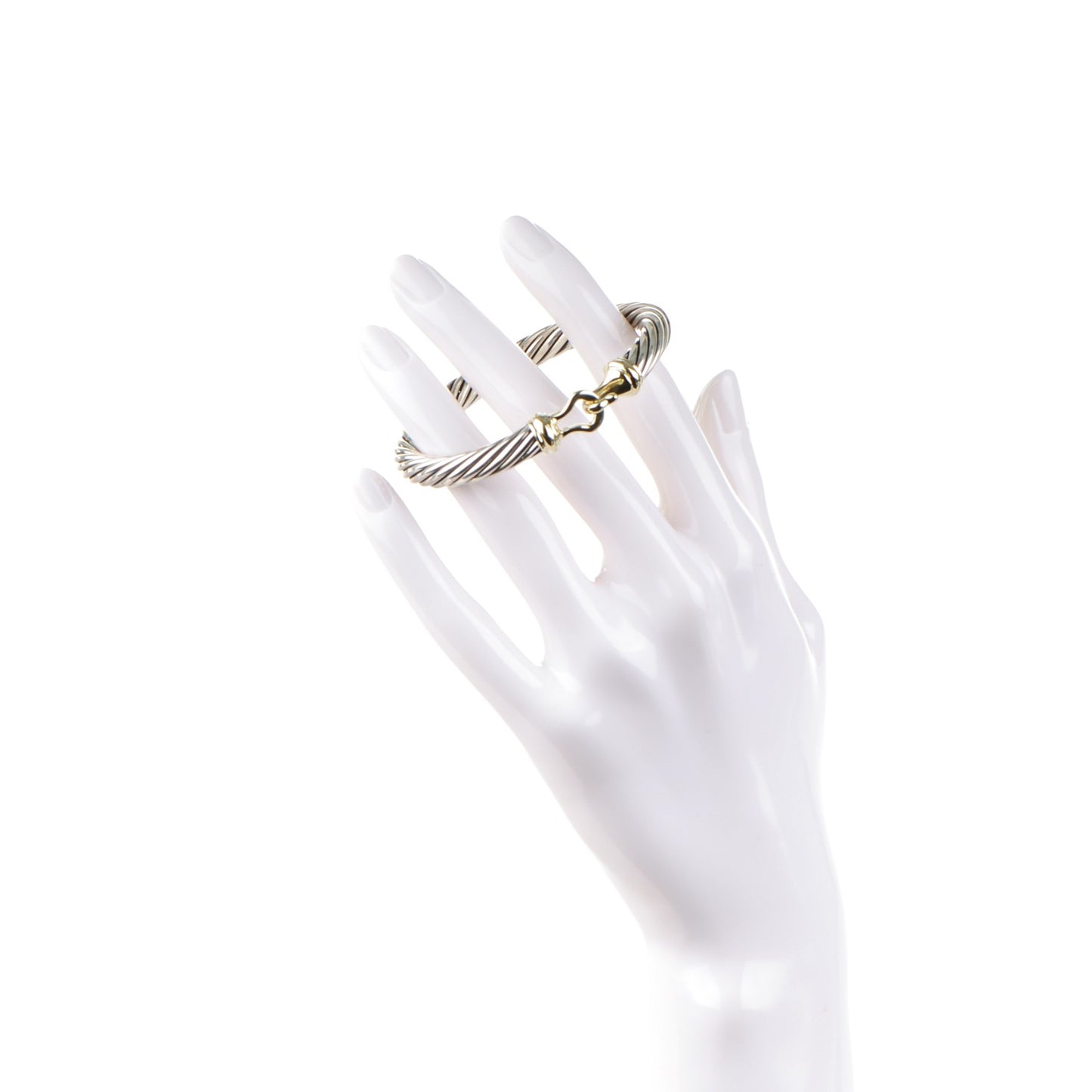 Sterling Silver 14K Yellow Gold 7mm Cable Classic Buckle Bracelet