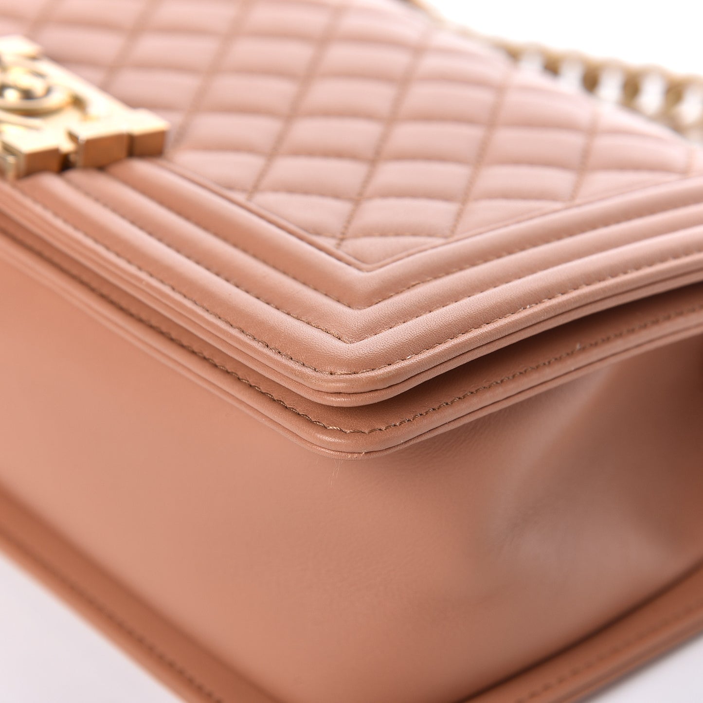 Lambskin Quilted Medium Boy Flap Dark Beige