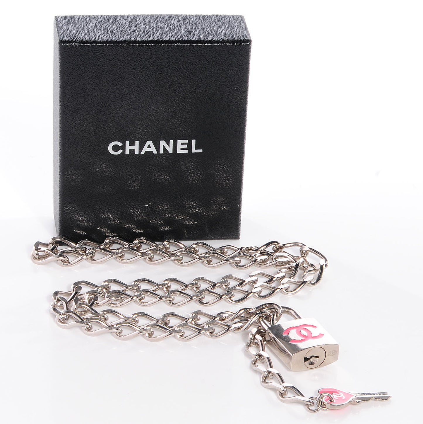 Padlock and Key CC Necklace Pink