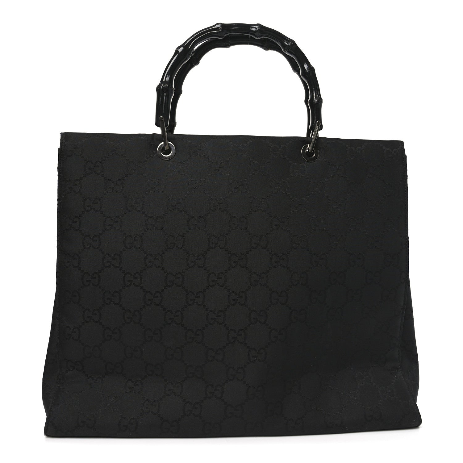 Gucci Nylon Monogram Large Bamboo Shopper Tote Black 2 of 20