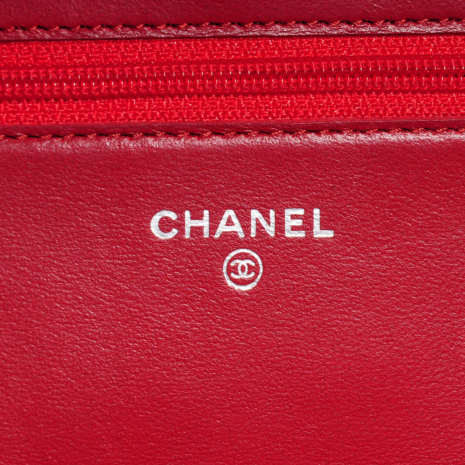 Chanel Lambskin Quilted Wallet On Chain WOC Red 7 of 9