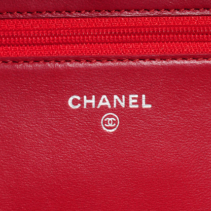 Chanel Lambskin Quilted Wallet On Chain WOC Red 7 of 9