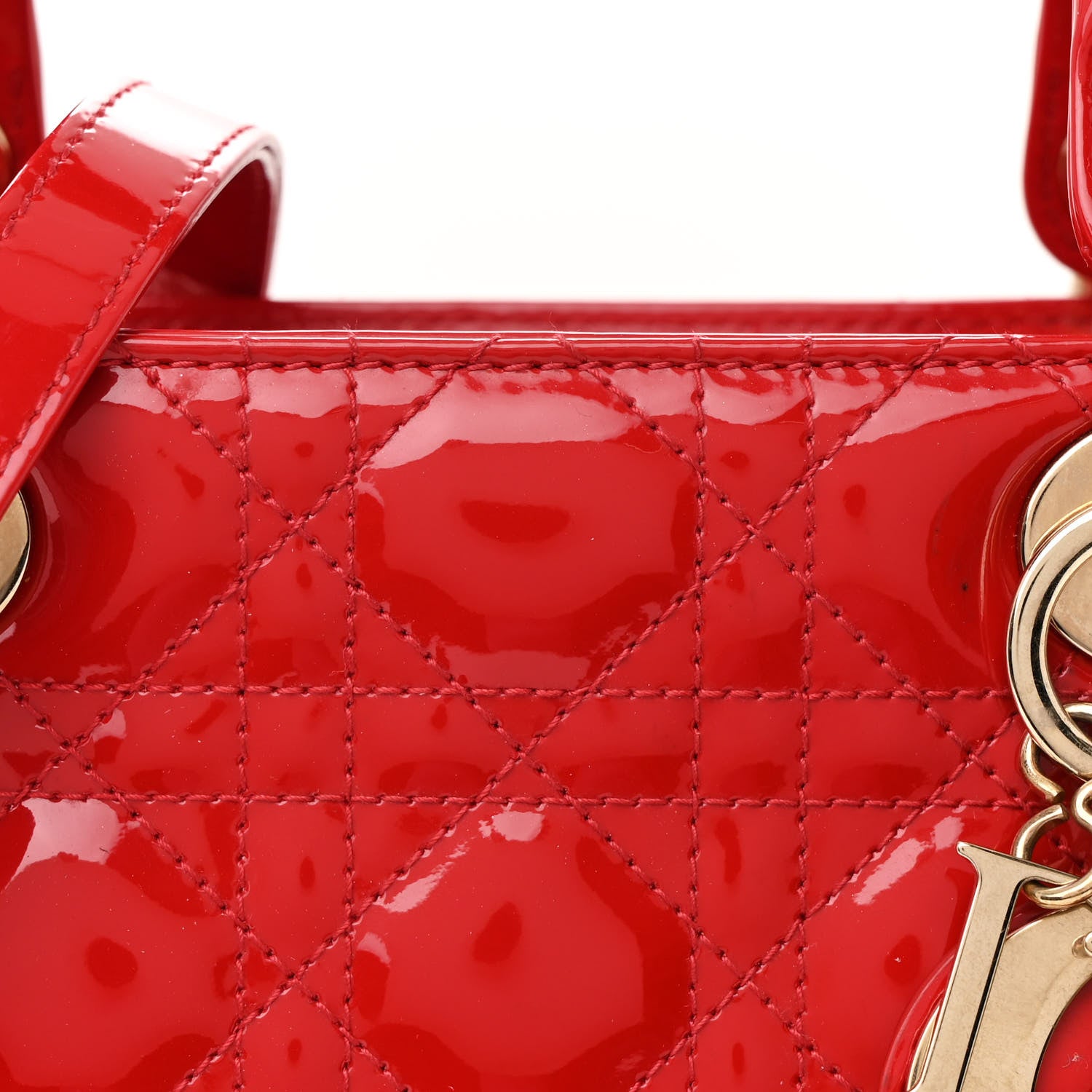 Christian Dior Patent Cannage Medium Lady Dior Red 8 of 11