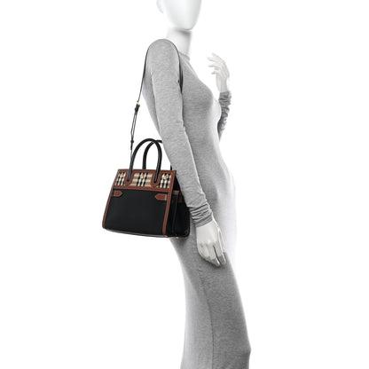 Burberry Calfskin Vintage Check Baby Two Handle Title Bag Black 2 of 9
