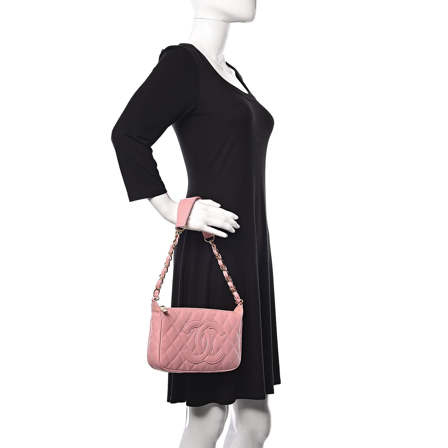 Caviar Quilted Pochette Pink