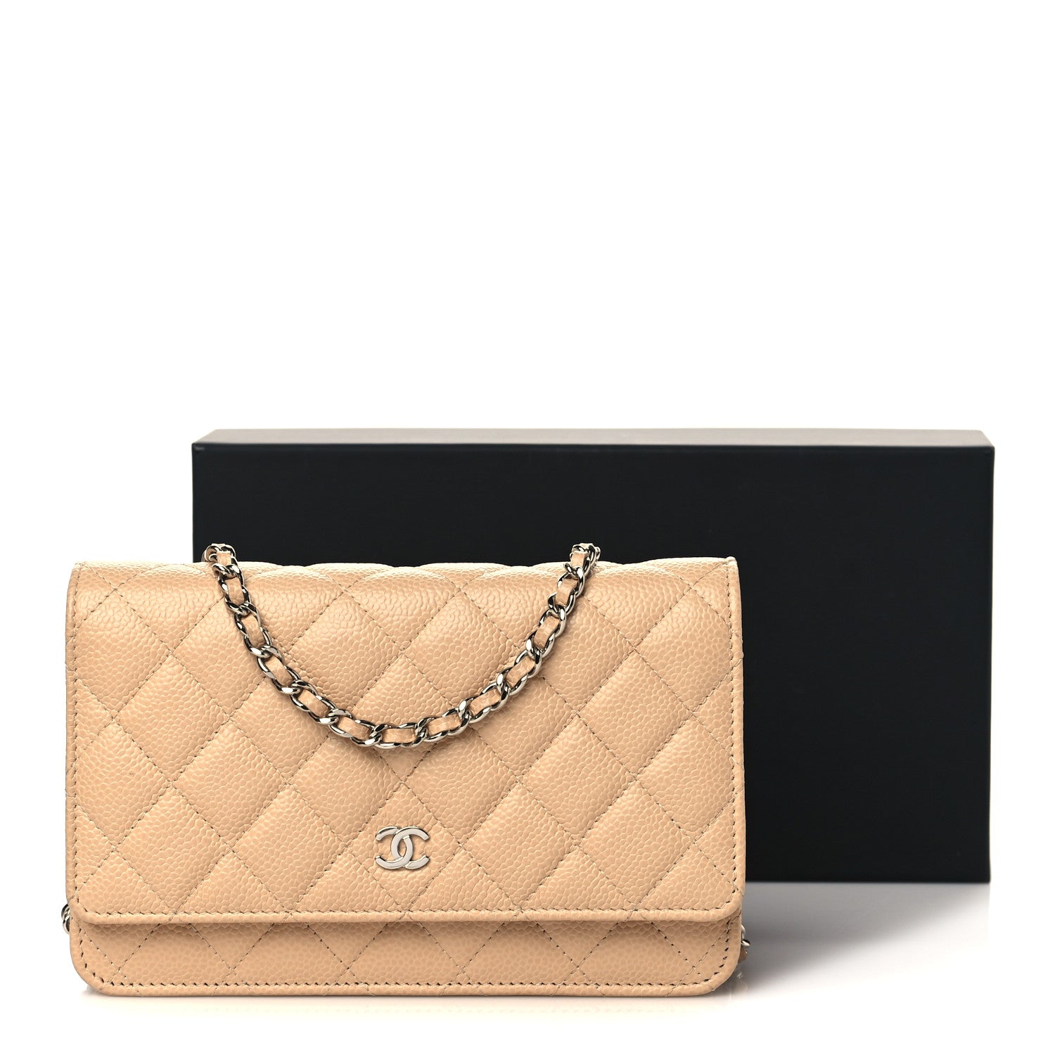 Chanel Caviar Quilted Wallet On Chain WOC Beige 11 of 11