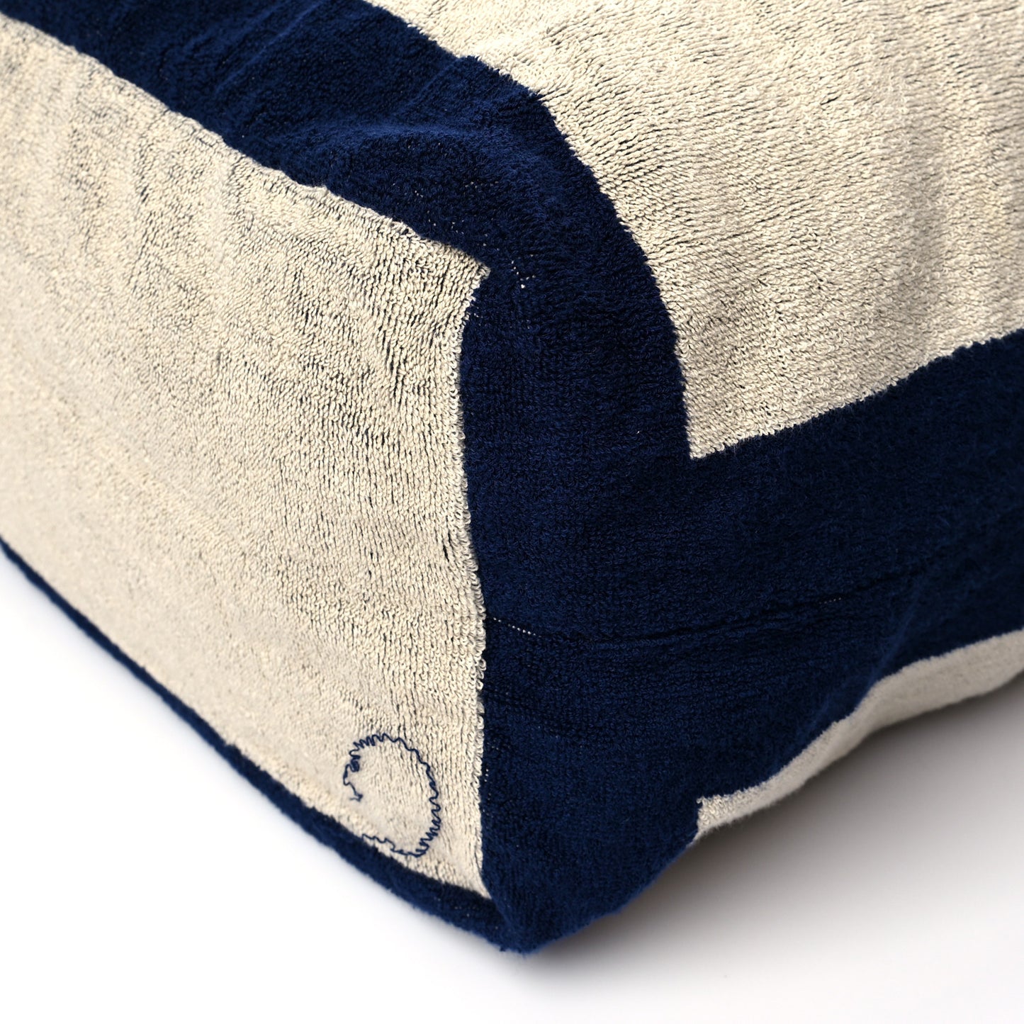 Terry Cotton CC Beach Tote Towel Set Navy Blue Beige