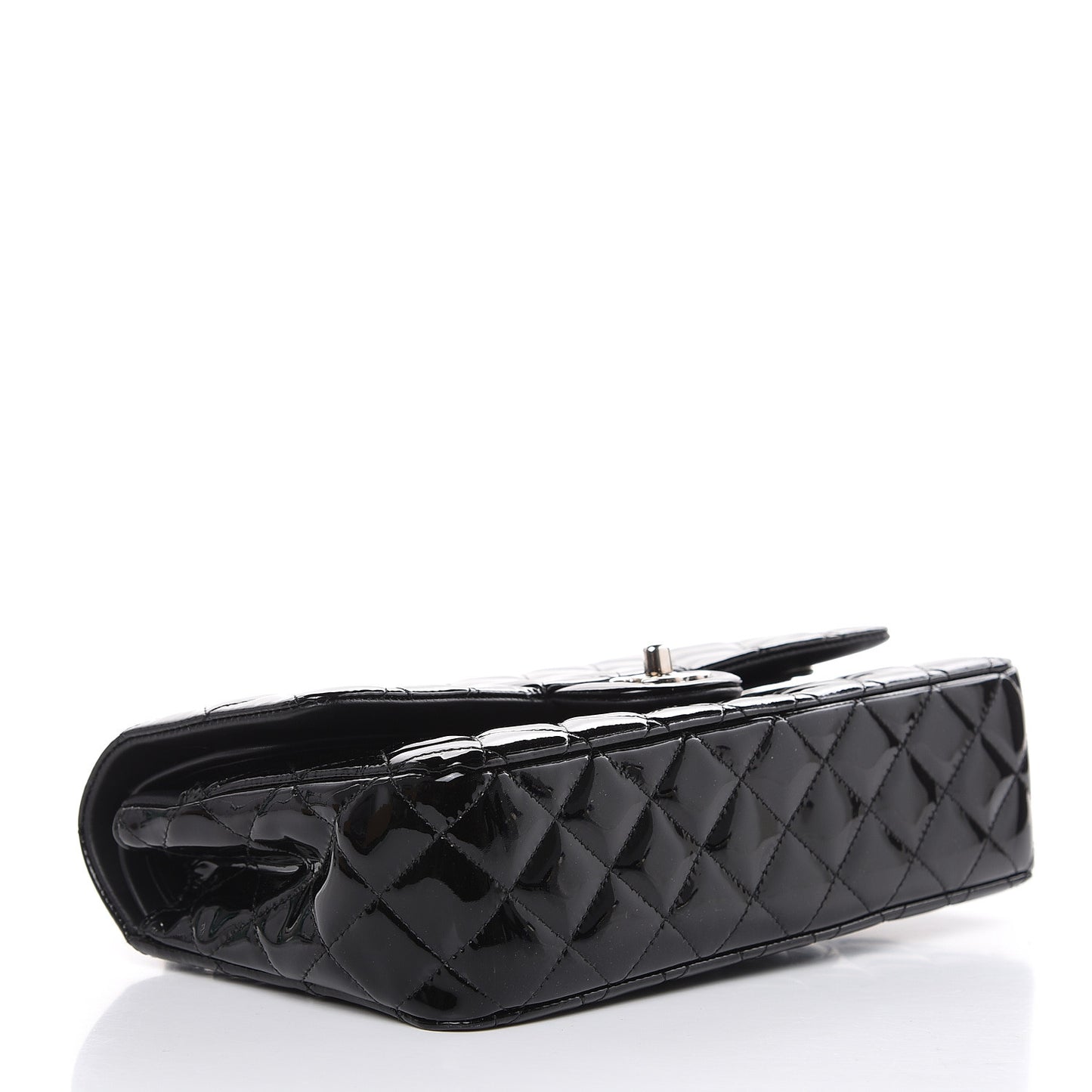Patent Quilted Medium Double Flap Black