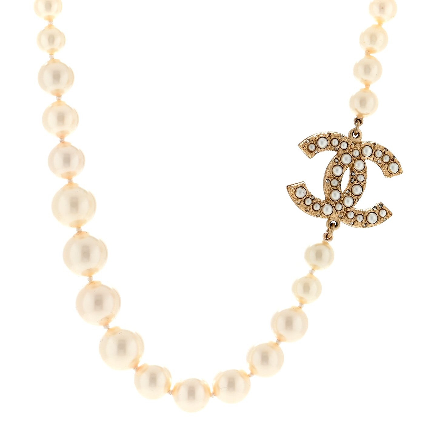 Pearl CC 100th Anniversary Necklace Light Gold