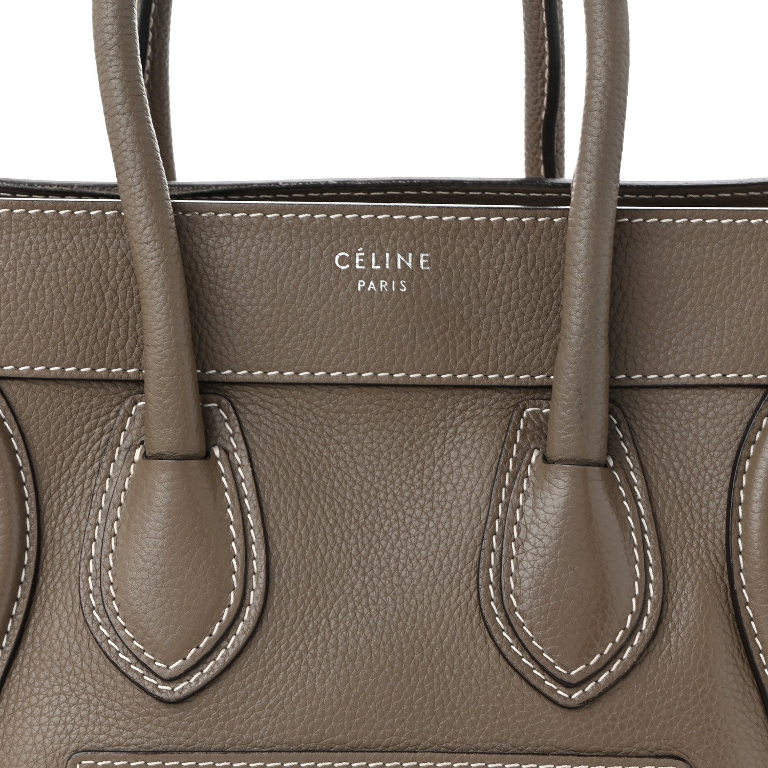 Celine Drummed Calfskin Micro Luggage Souris 7 of 11