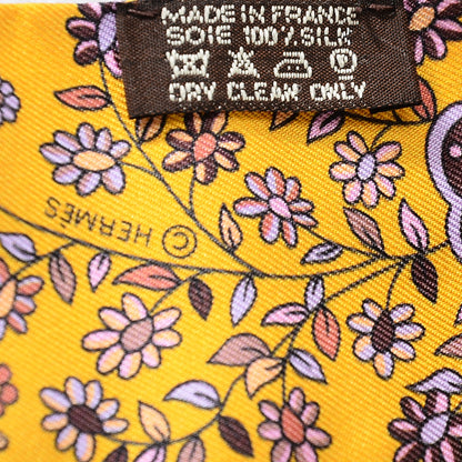 Hermes Silk L'Arbre De Vie Twilly Jaune D'or Mauve Brun 4 of 6