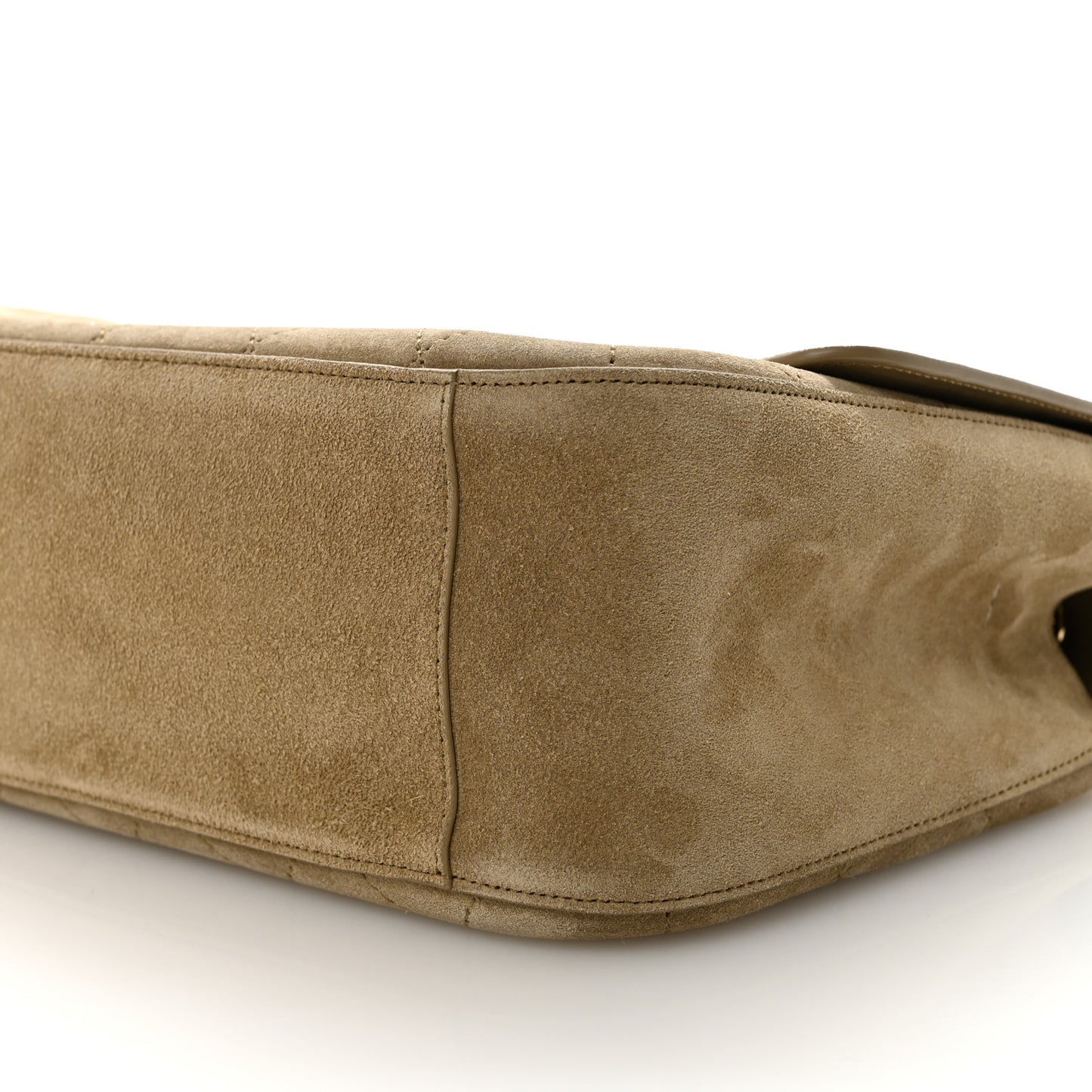 Suede Calfskin Small Souplissimo Maxi Flap Dark Beige