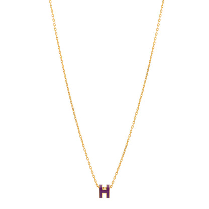 Hermes Lacquered Gold Mini Pop H Pendant Necklace Anemone 1 of 5