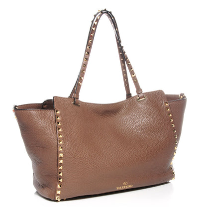 Valentino Garavani Pebbled Calfskin Medium Rockstud Tote Brownish 3 of 7