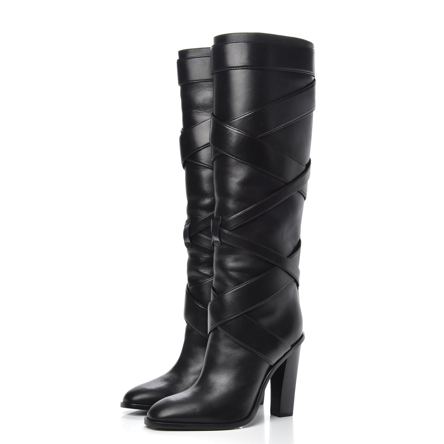Saint Laurent Seta Calfskin Knee High Boot 36.5 Black 3 of 8