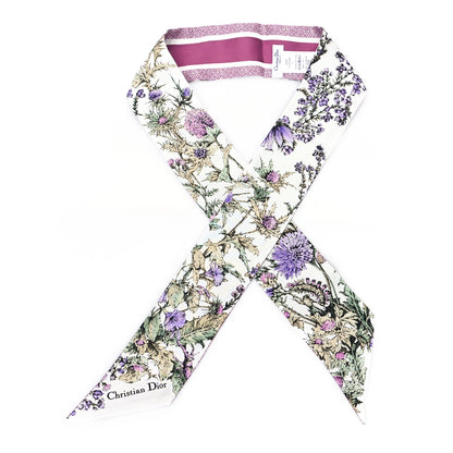 Christian Dior Silk Chardons Mitzah Scarf ivory Purple Multicolor 1 of 4