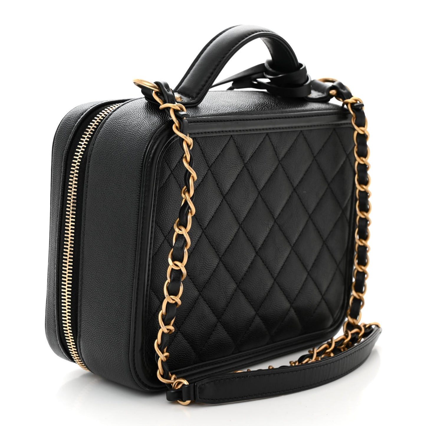 Caviar Quilted Medium CC Filigree Vanity Case Black