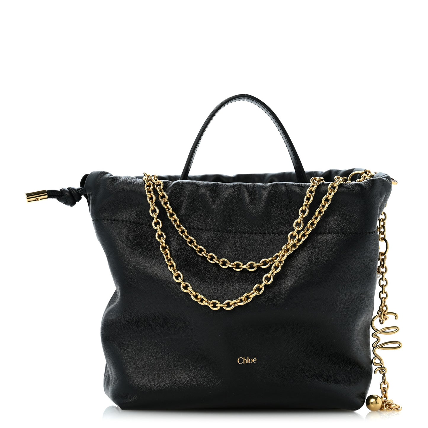 Lambskin Mini Icons Bucket Bag Black