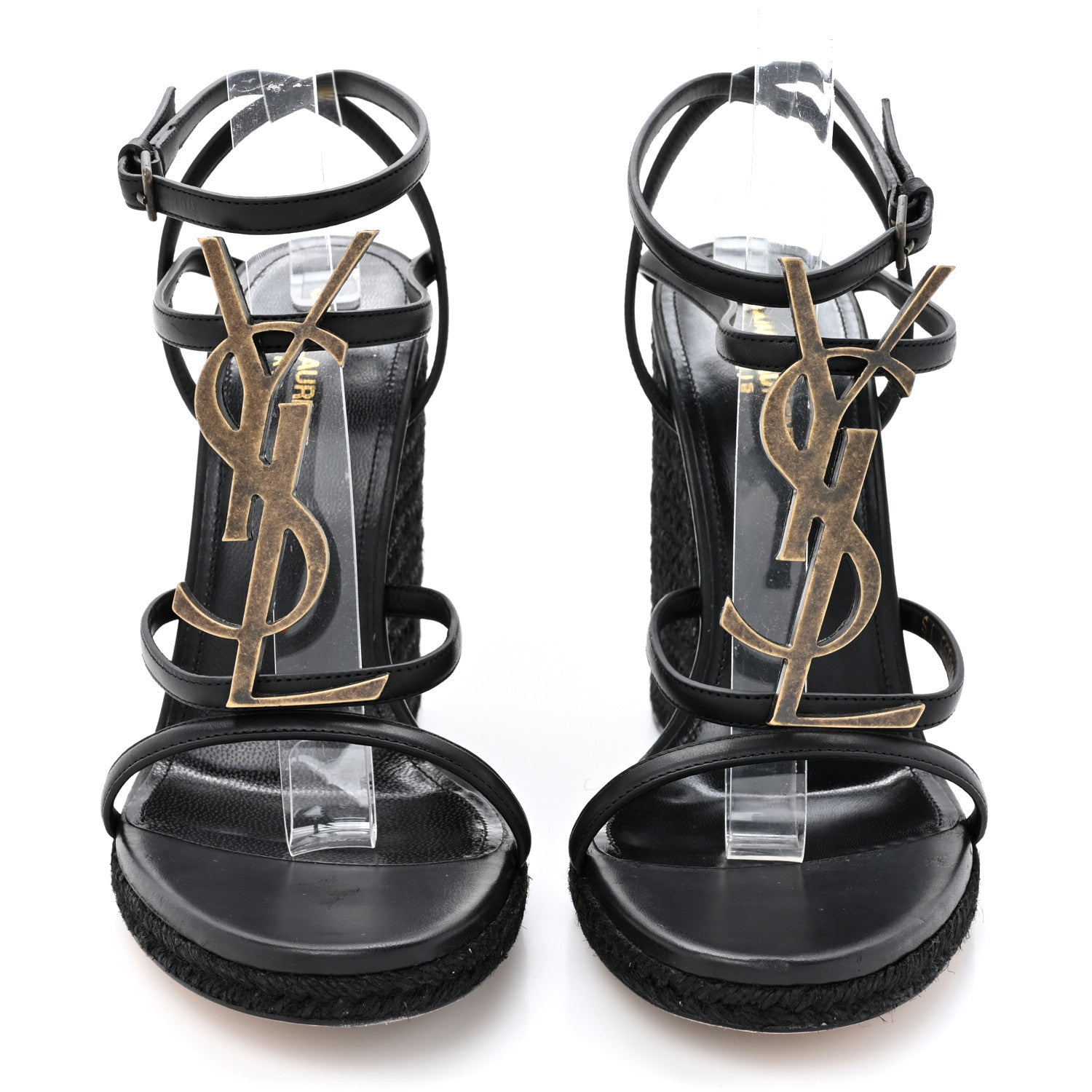 Saint Laurent Calfskin Cassandra Espadrille 105 Wedges 40 Black 2 of 9