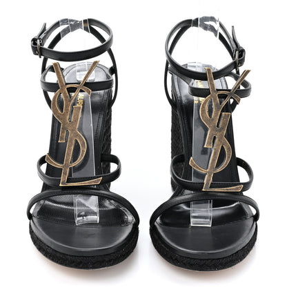 Saint Laurent Calfskin Cassandra Espadrille 105 Wedges 40 Black 2 of 9