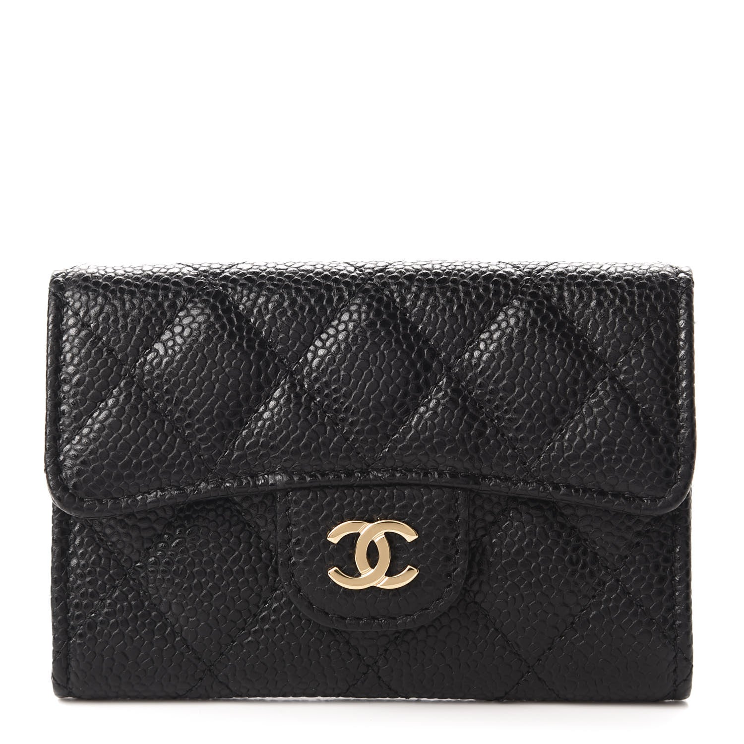 Chanel Caviar Quilted Flap Card Holder Wallet Black 1 of 9