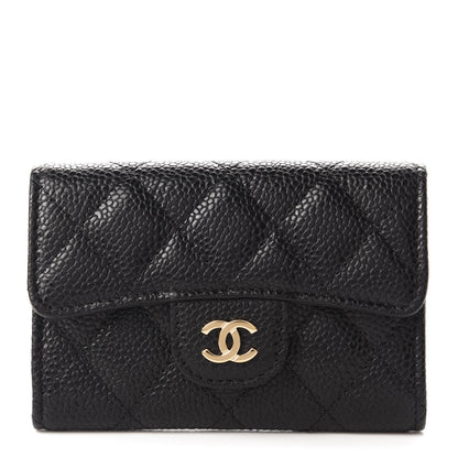 Chanel Caviar Quilted Flap Card Holder Wallet Black 1 of 9
