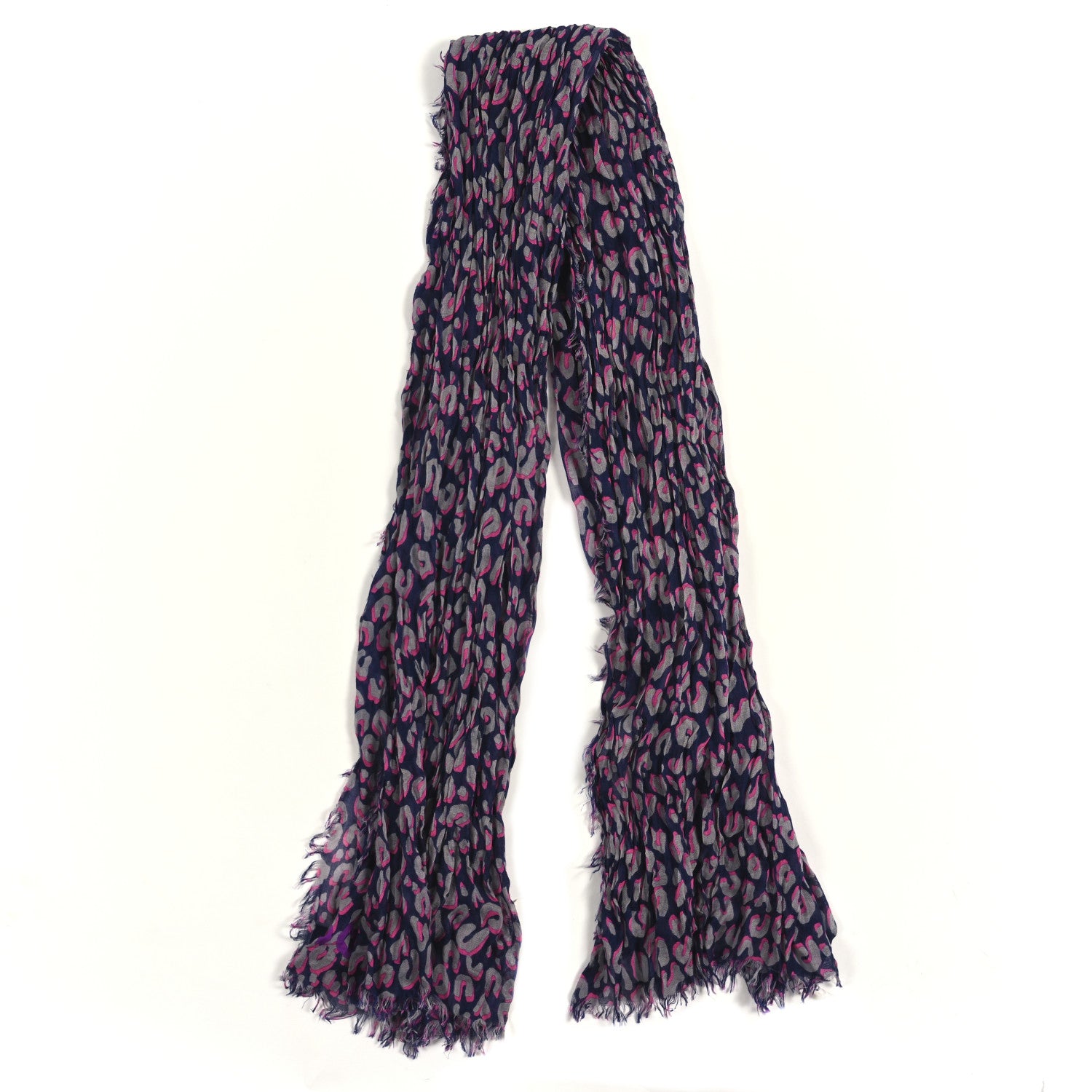 Louis Vuitton Cashmere Silk Sprouse Leopard Shawl Scarf Blue Nuit