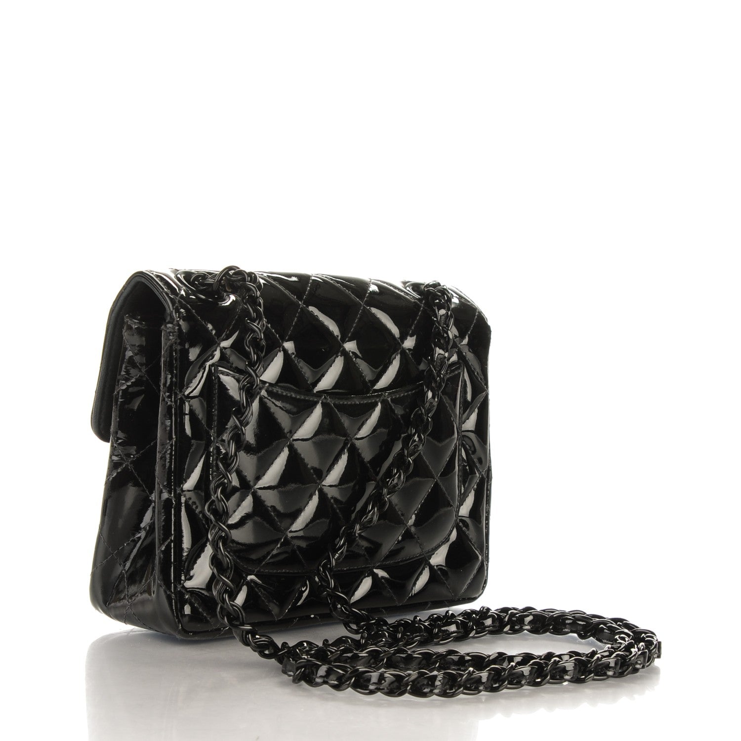 Chanel Patent Calfskin Quilted Mini Square Flap Black 3 of 8
