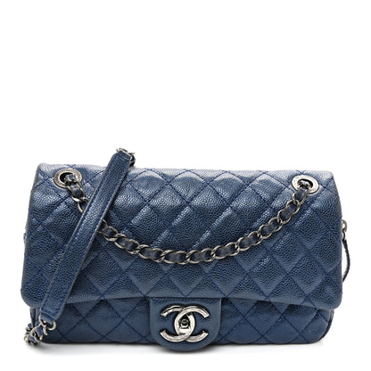 Chanel Iridescent Caviar Quilted Jumbo Easy Flap Dark Blue 2 of 21