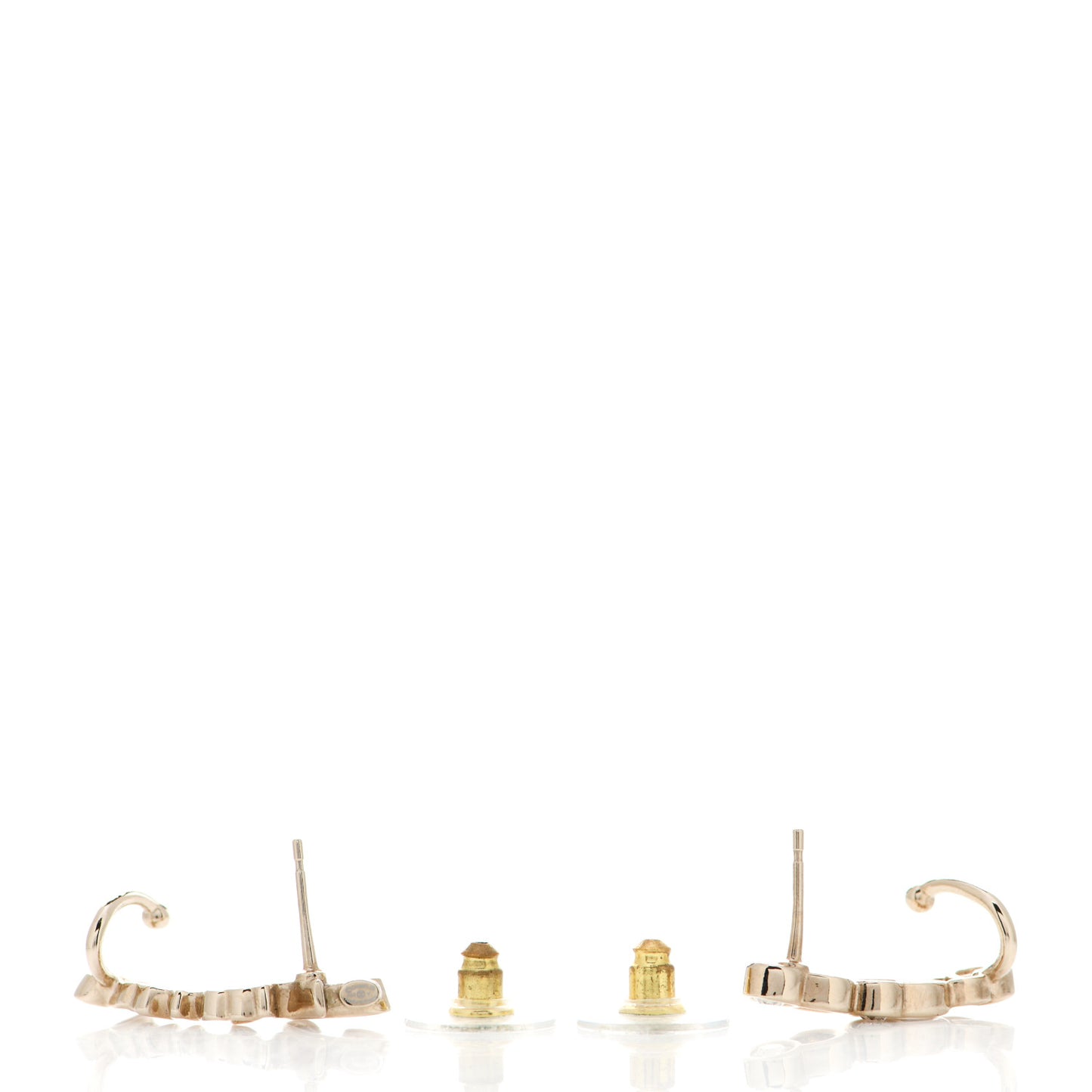 Metal Crystal Coco Script CC Climber Earrings Gold