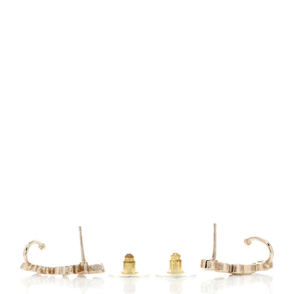 Chanel Metal Crystal Coco Script CC Climber Earrings Gold 3 of 5