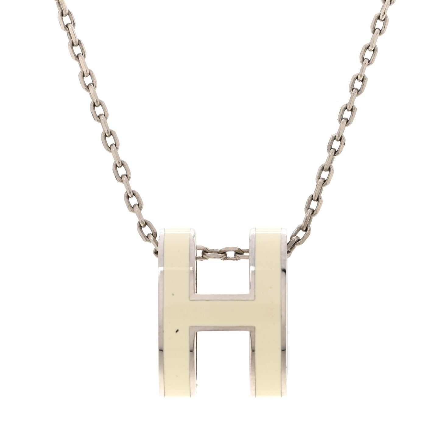 Lacquered Palladium Pop H Pendant Necklace White