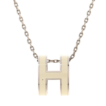 Hermes Lacquered Palladium Pop H Pendant Necklace White 4 of 7