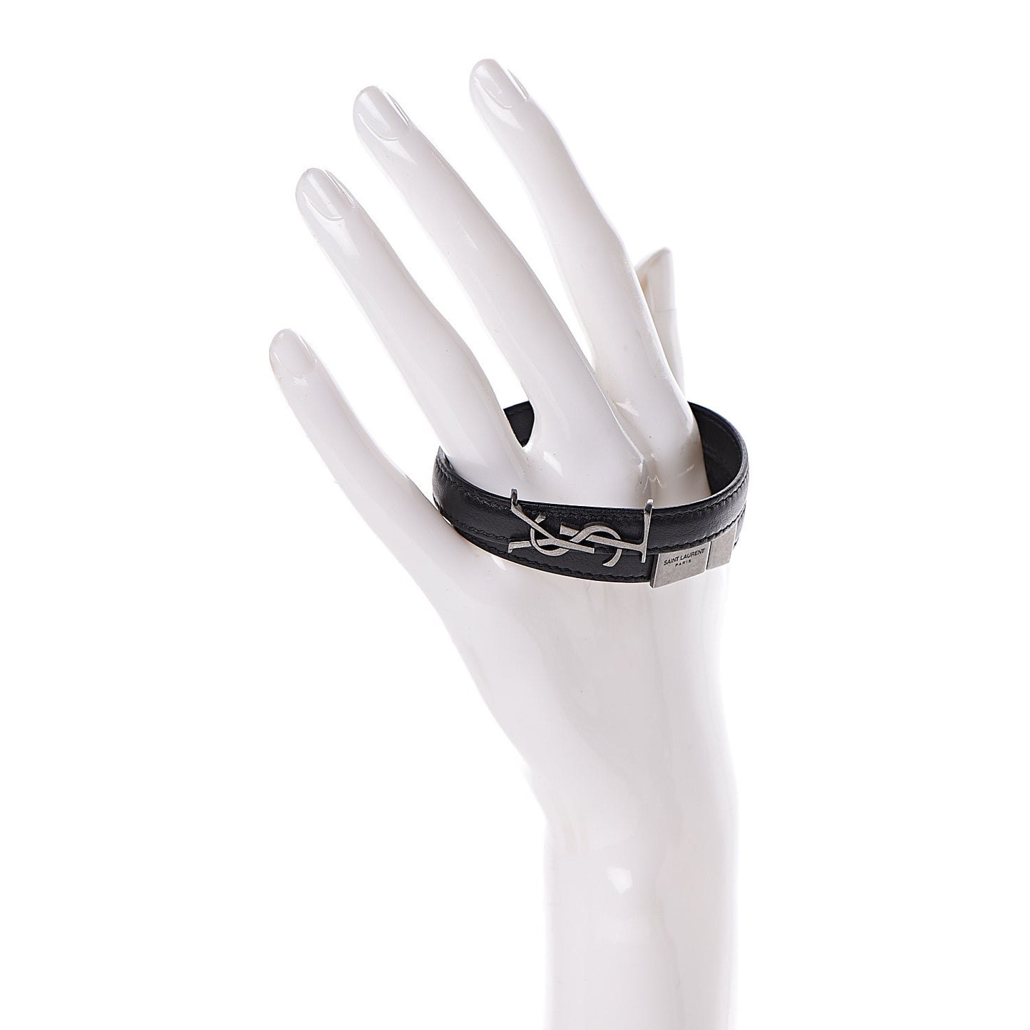 Calfskin Opyum Double Wrap Bracelet M Black