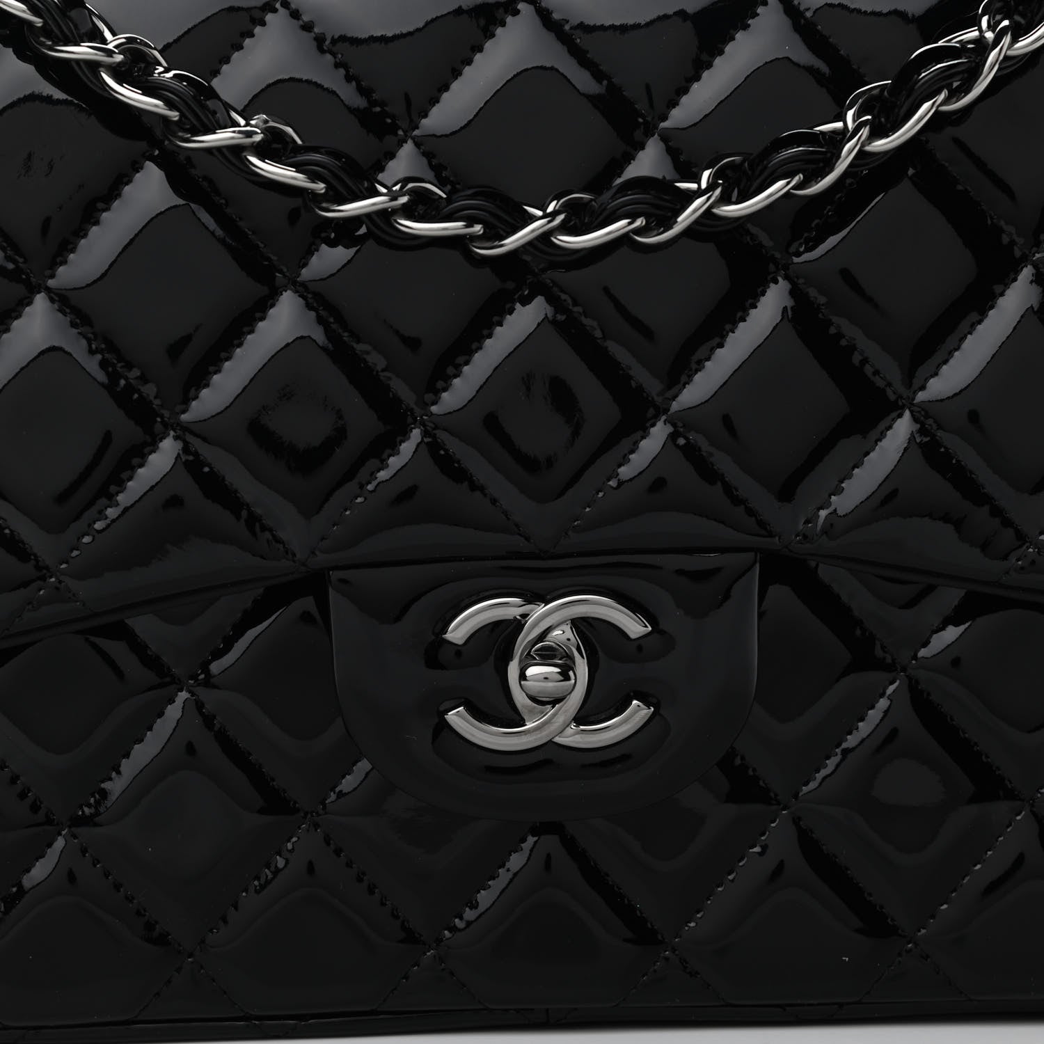 Chanel Patent Quilted Jumbo Double Flap Black 8 of 11