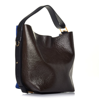 Givenchy Suede Crinkled Patent Deerskin Medium GV Bucket Bag Blue Grey 4 of 10