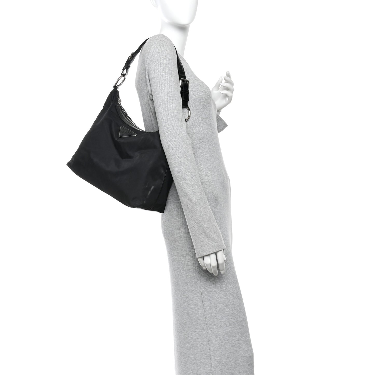 Tessuto Nylon Zip Hobo Black