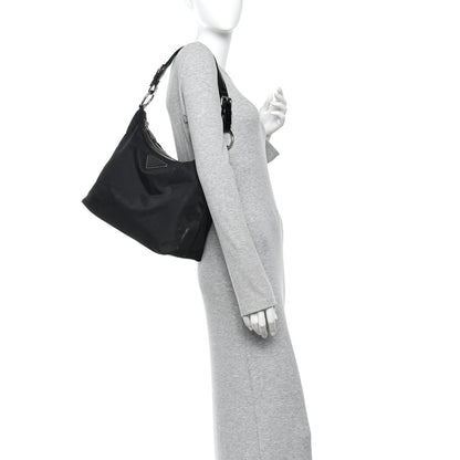 Prada Tessuto Nylon Zip Hobo Black 2 of 9