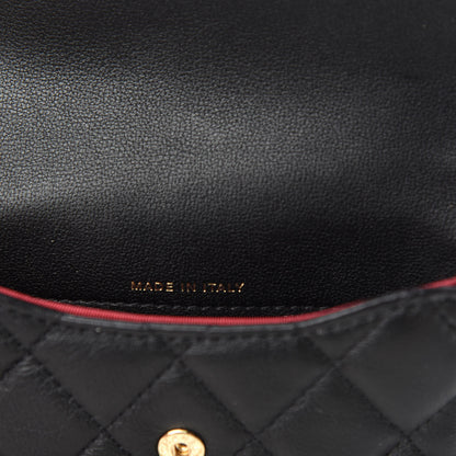 Chanel Calfskin Quilted About Pearls Card Holder Flap With Chain Black 9 of 12