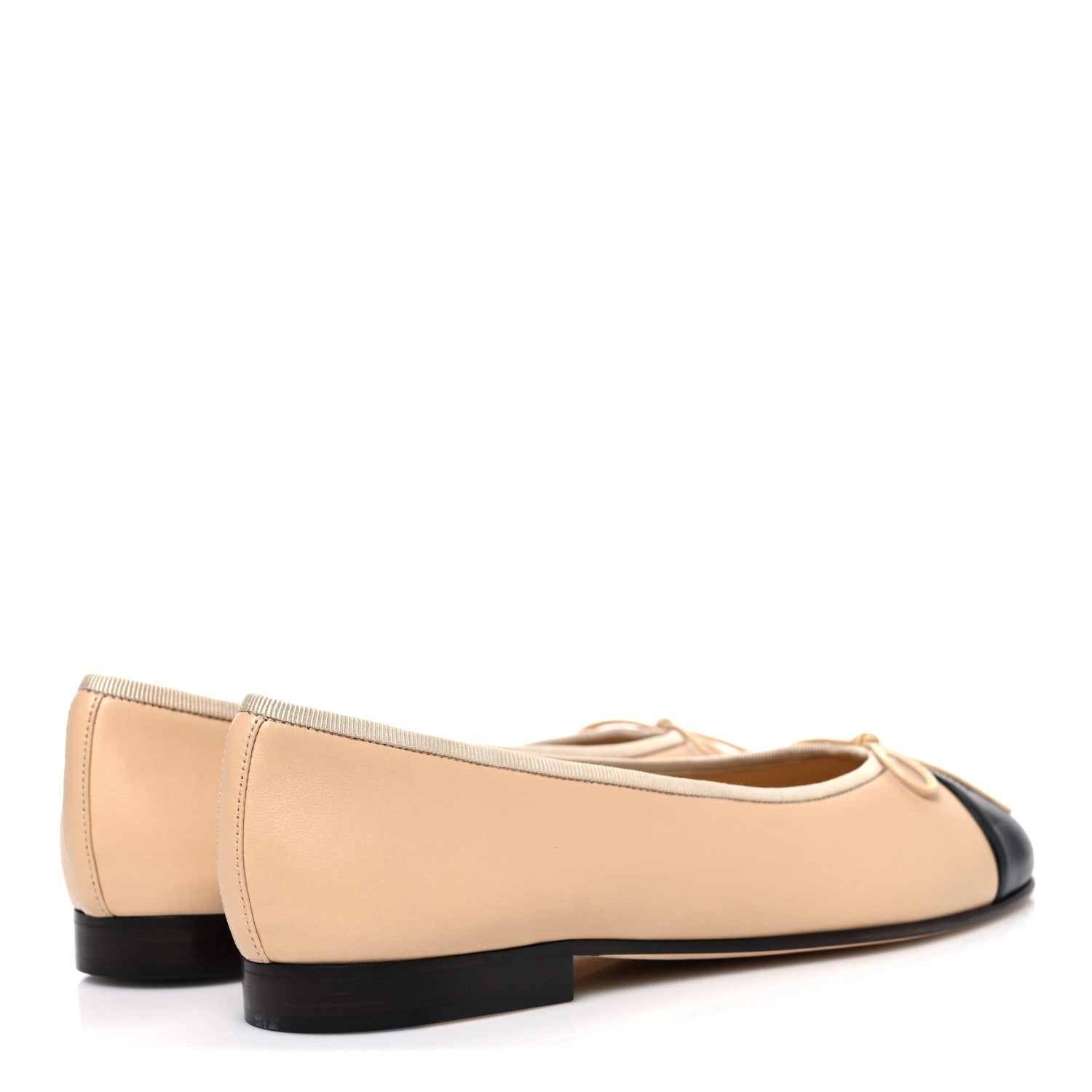 Chanel Lambskin Cap Toe CC Ballerina Flats 38 Beige Black 5 of 11