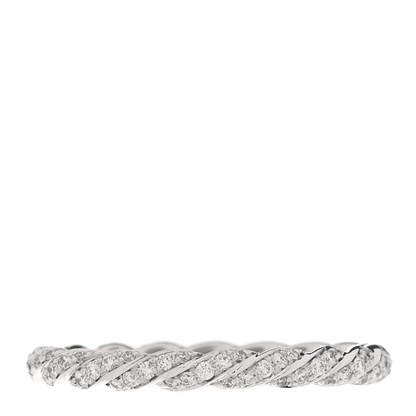 18K White Gold Diamond Pave Petite Band Ring 57 8