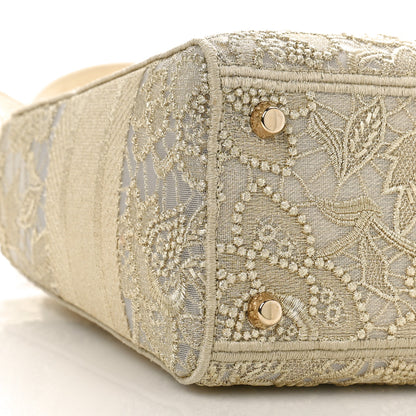 Christian Dior Transparent Metallic Embroidered Mesh Macrame Lady D-Lite Gold 7 of 8