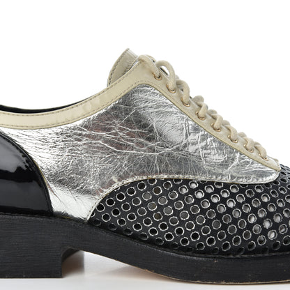 Chanel Metallic Crumpled Lambskin CC Lace Up Oxfords 36.5 13 of 20
