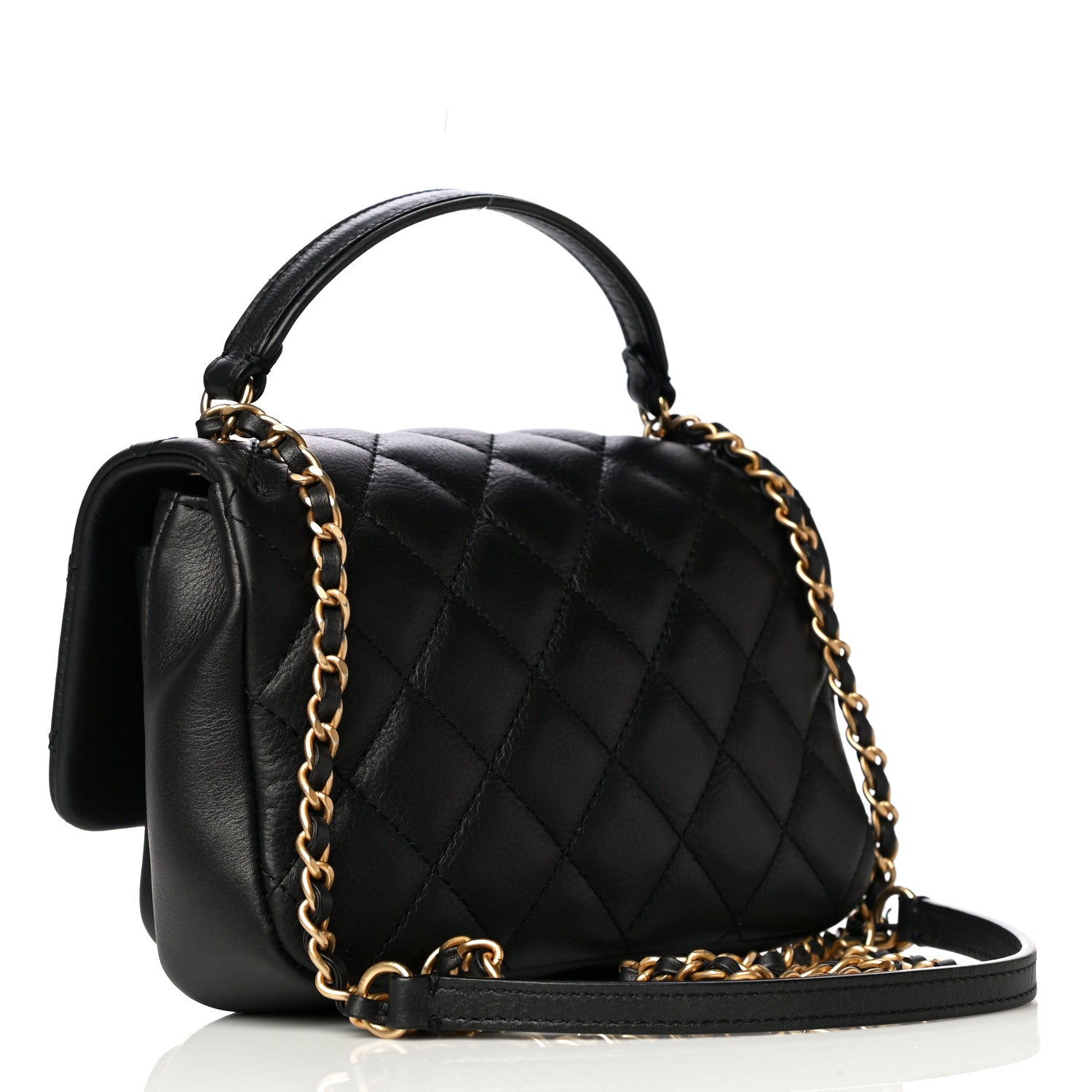 Chanel Calfskin Quilted Top Handle Flap Black 4 of 20