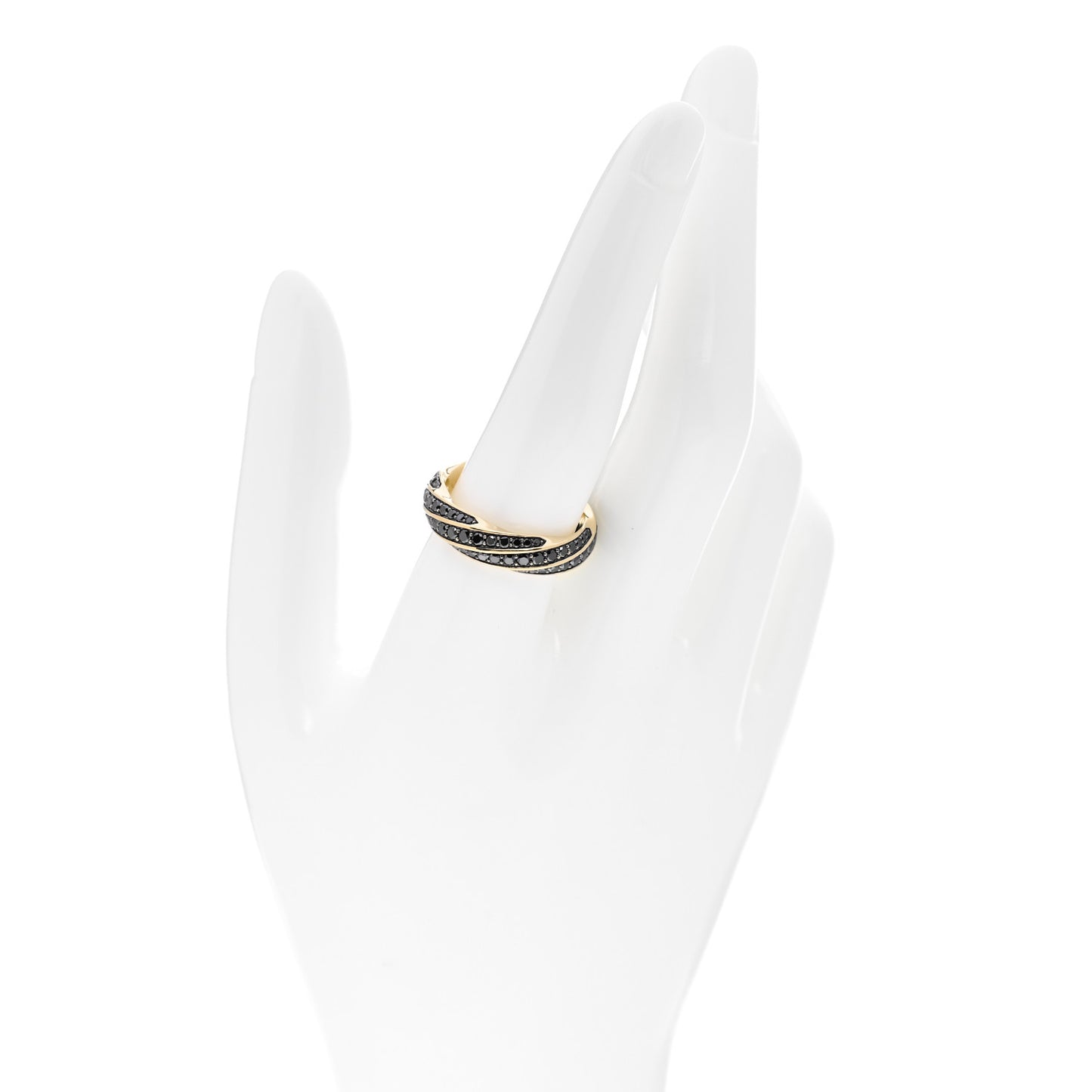 18K Yellow Gold Black Diamond 6mm Cable Edge Band Ring 59 8.75