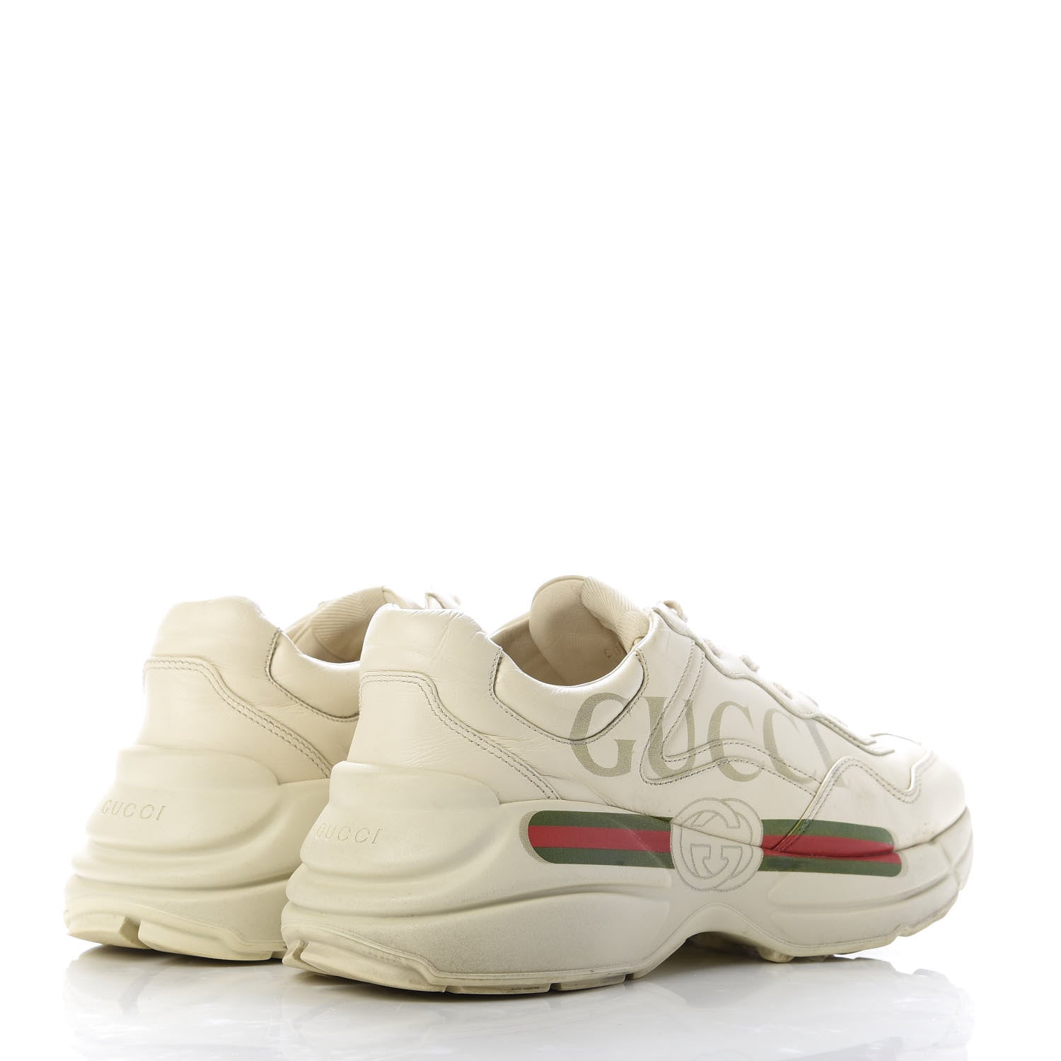Gucci Calfskin Logo Mens Rhyton Sneakers 7 Ivory 4 of 8